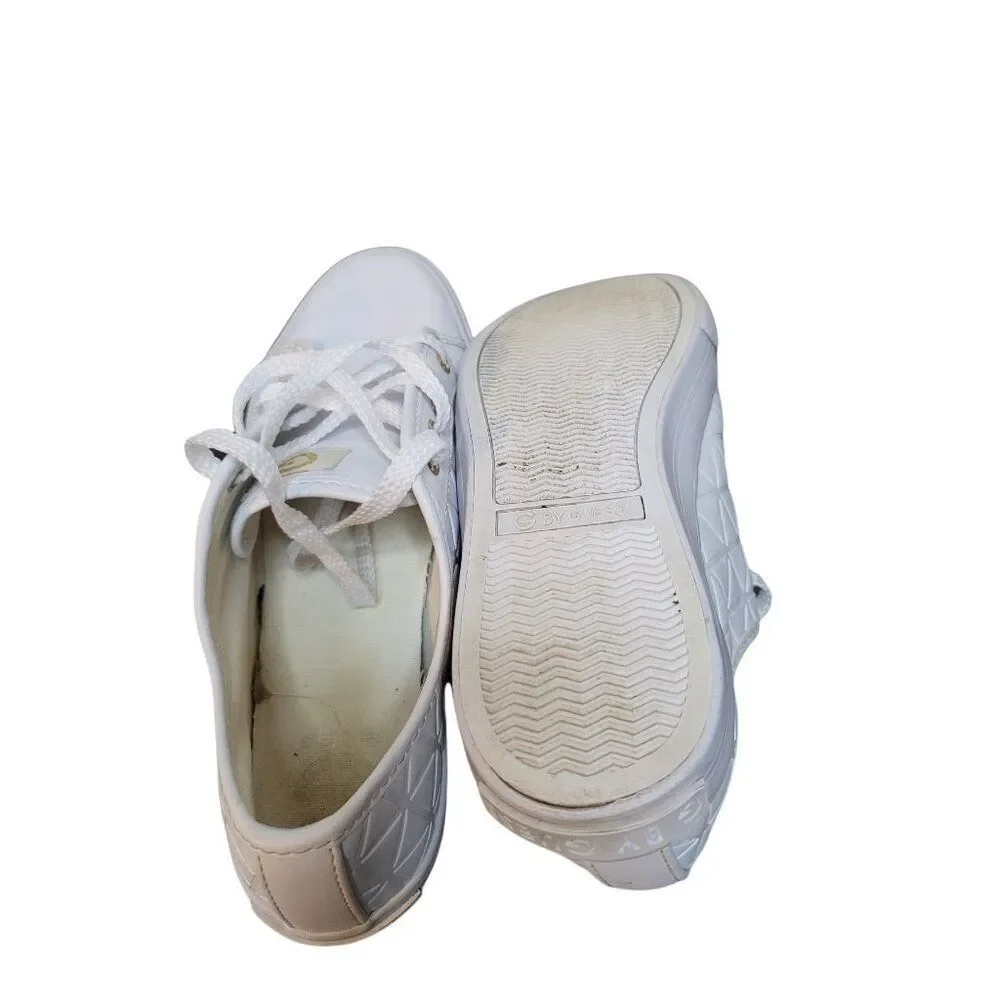 G By Guess Backer 2 Sneakers Women Sz‎ 8M White Lace Up Designer Boho